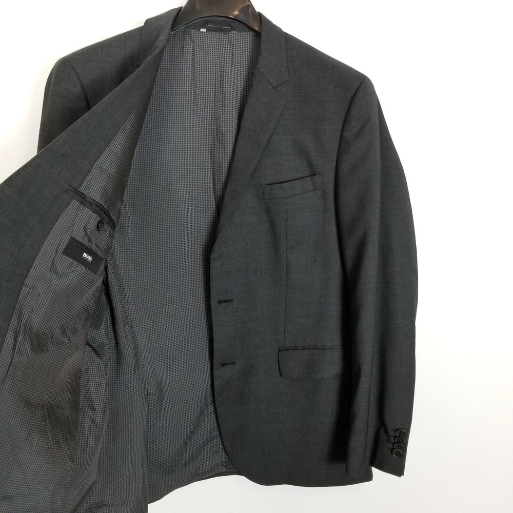Boss Hugo Boss Men The Keys Blazer Jacket sz US 40S Gray Super 100's Wool Office - Picture 5 of 10